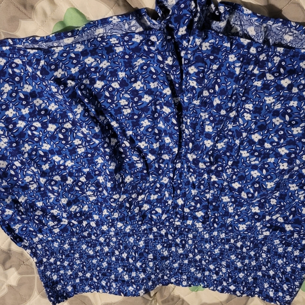 Aerie NWT Blue and White flowy floral smocked Hi-Rise shorts XL